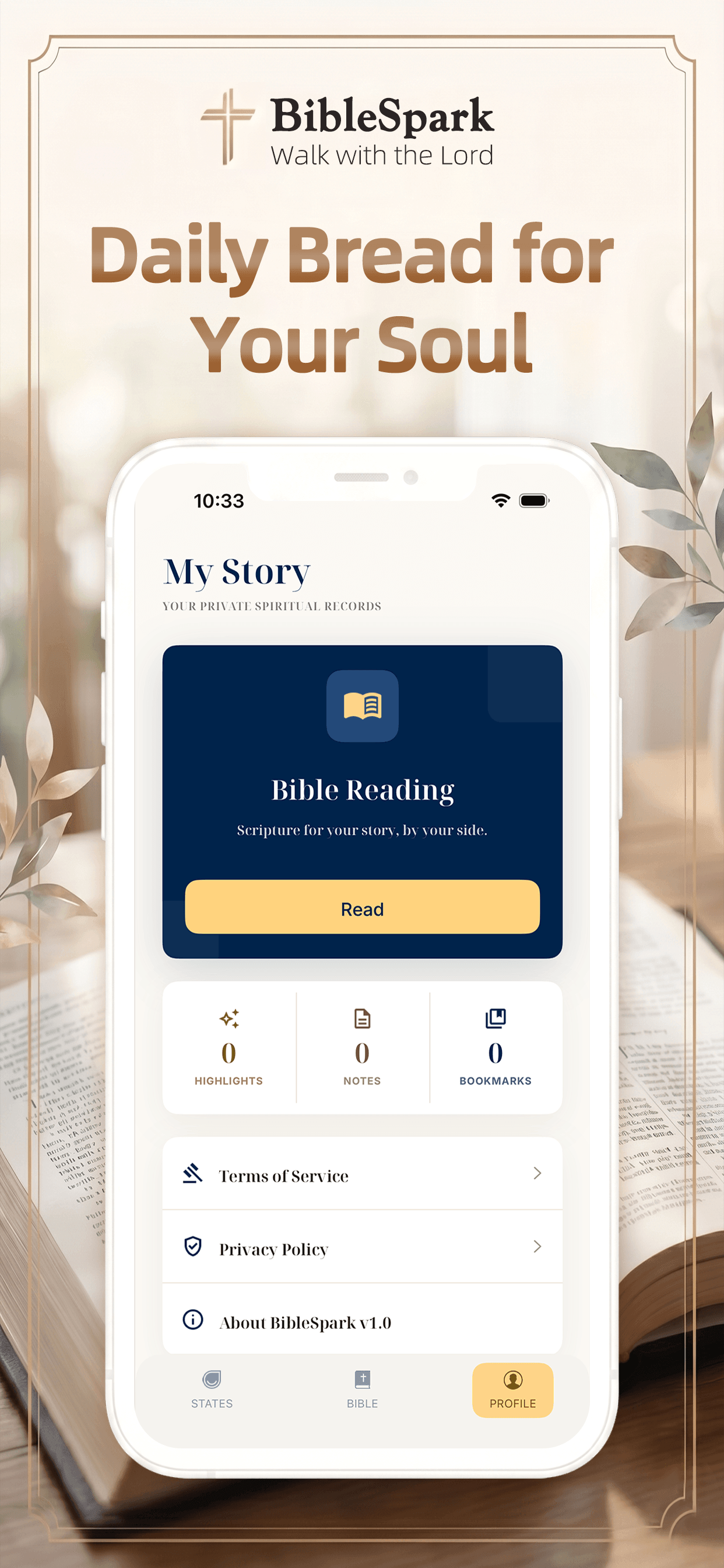BibleSpark profile screen